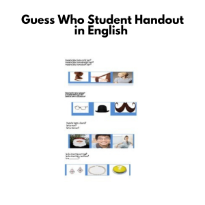 Guess Who? Student Handout in English