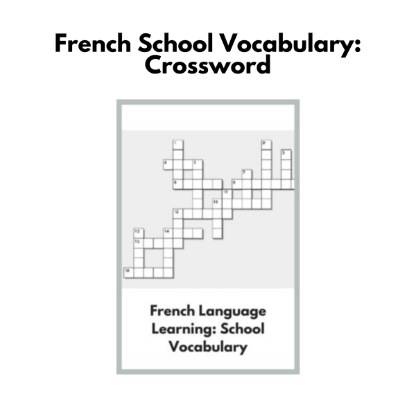 French School Vocabulary: Crossword