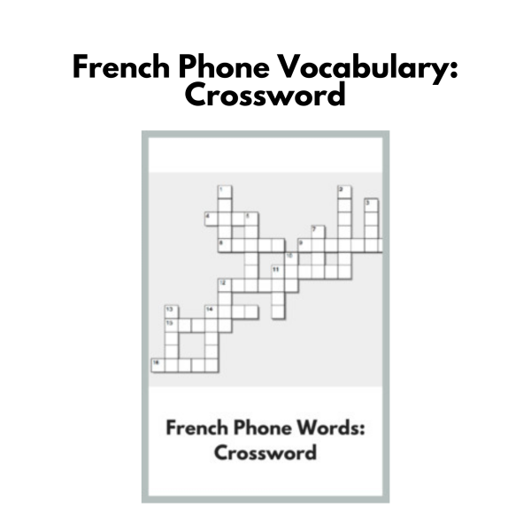 French Phone Vocabulary: Crossword