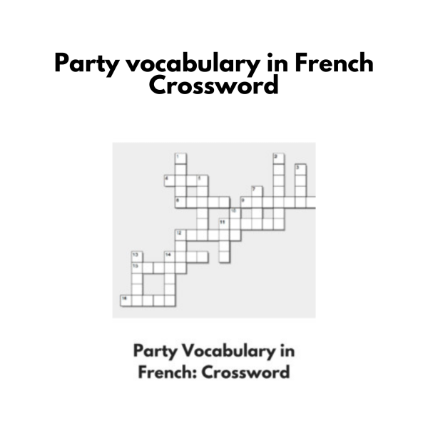 Party vocabulary in French Crossword