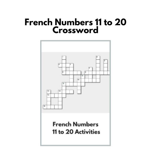 French Numbers 11 to 20 Crossword