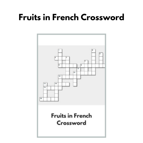 Fruits in French Crossword