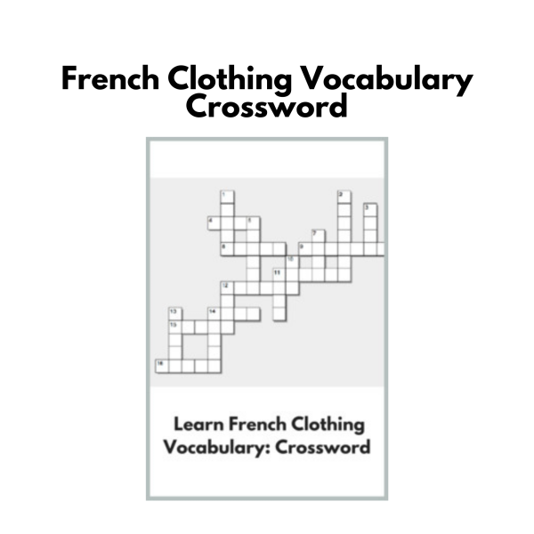 French Clothing Vocabulary Crossword