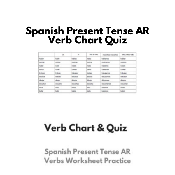 Spanish Present Tense AR Verb Chart & Quiz