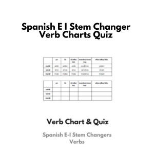 Spanish E-I Stem Changer Verb Charts & Quiz