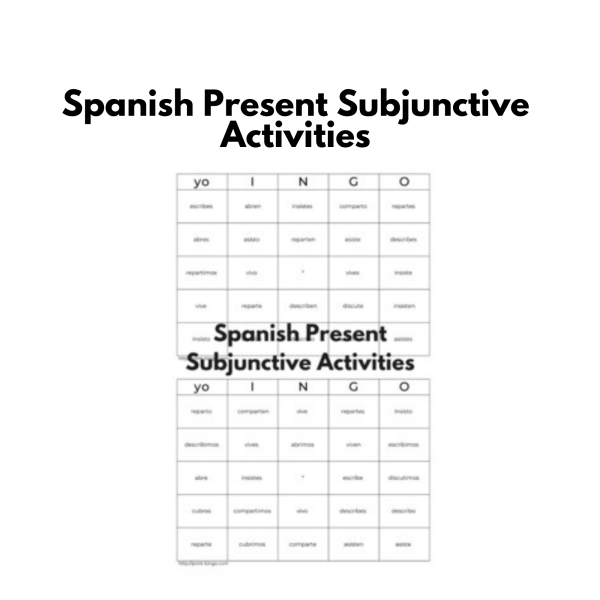 Spanish Present Subjunctive Activity: Bingo