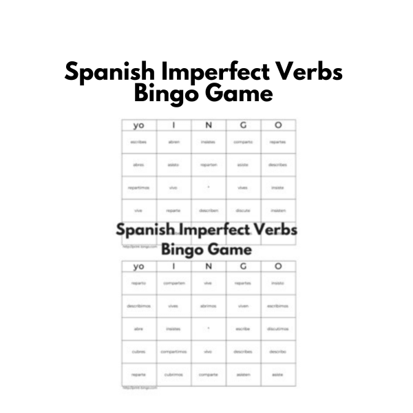 Spanish Imperfect Verbs Bingo Game