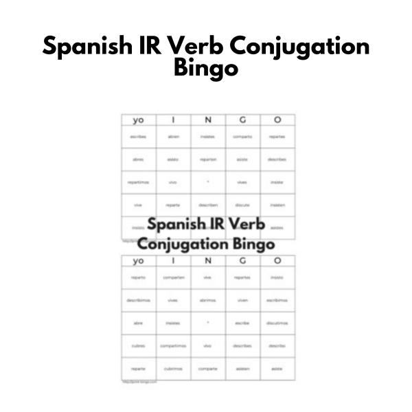 Spanish IR Verb Conjugation Bingo