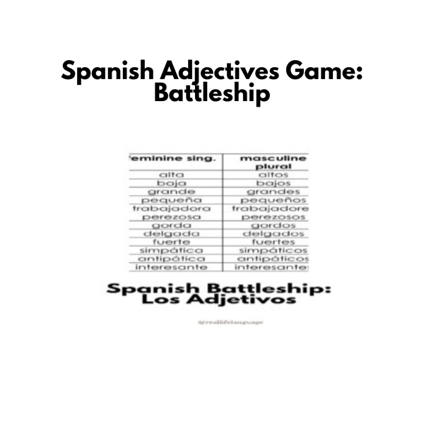 Spanish Adjectives Game: Battleship