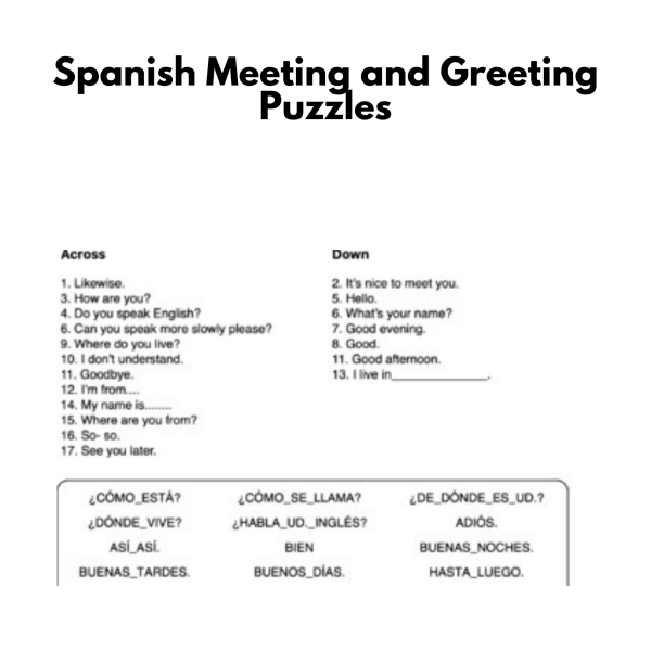 Spanish Meeting and Greeting Puzzles