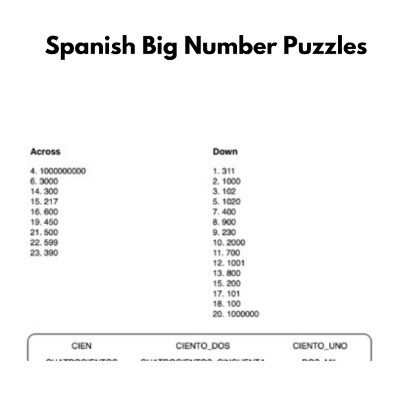 Spanish Big Number Puzzles