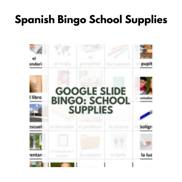 Spanish Bingo: School Supplies
