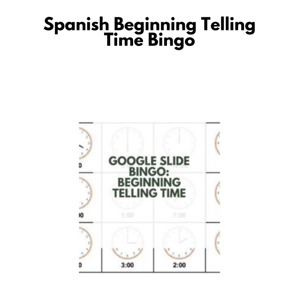 Spanish Beginning Telling Time Bingo