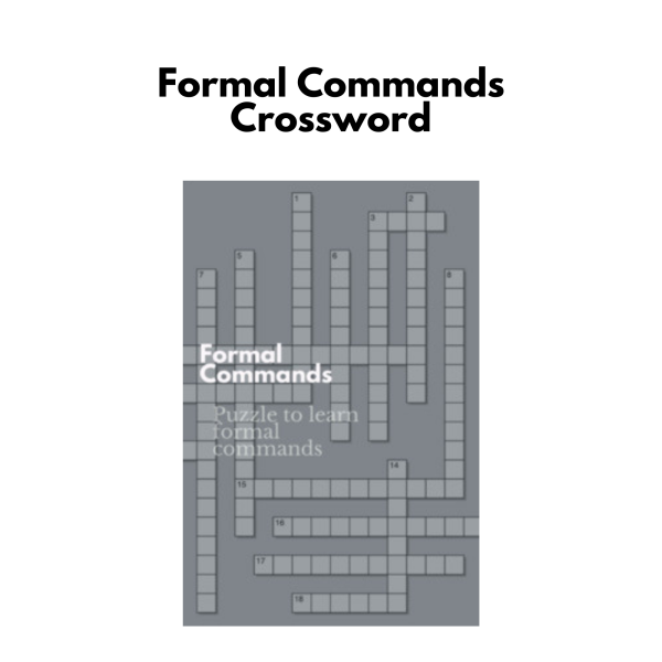 Learn Spanish Formal Commands Crossword