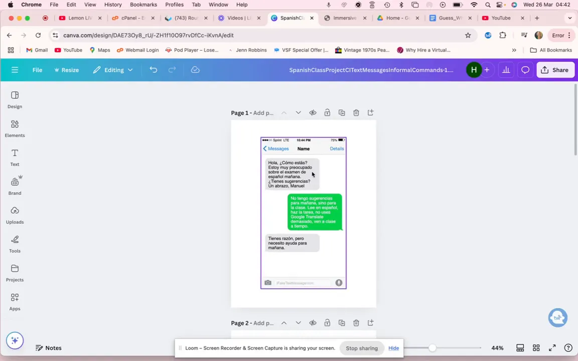 Close-up of an editing interface for creating a fake text message
