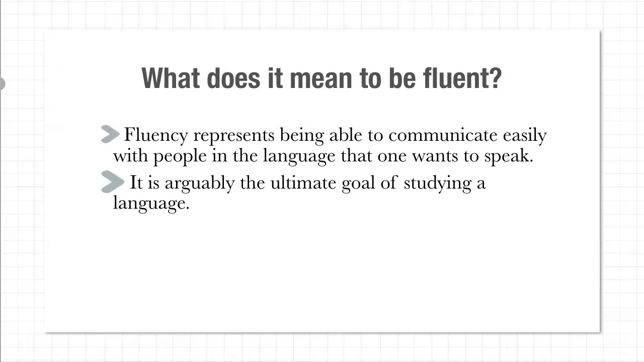 Definition: fluency represents being able to communicate easily