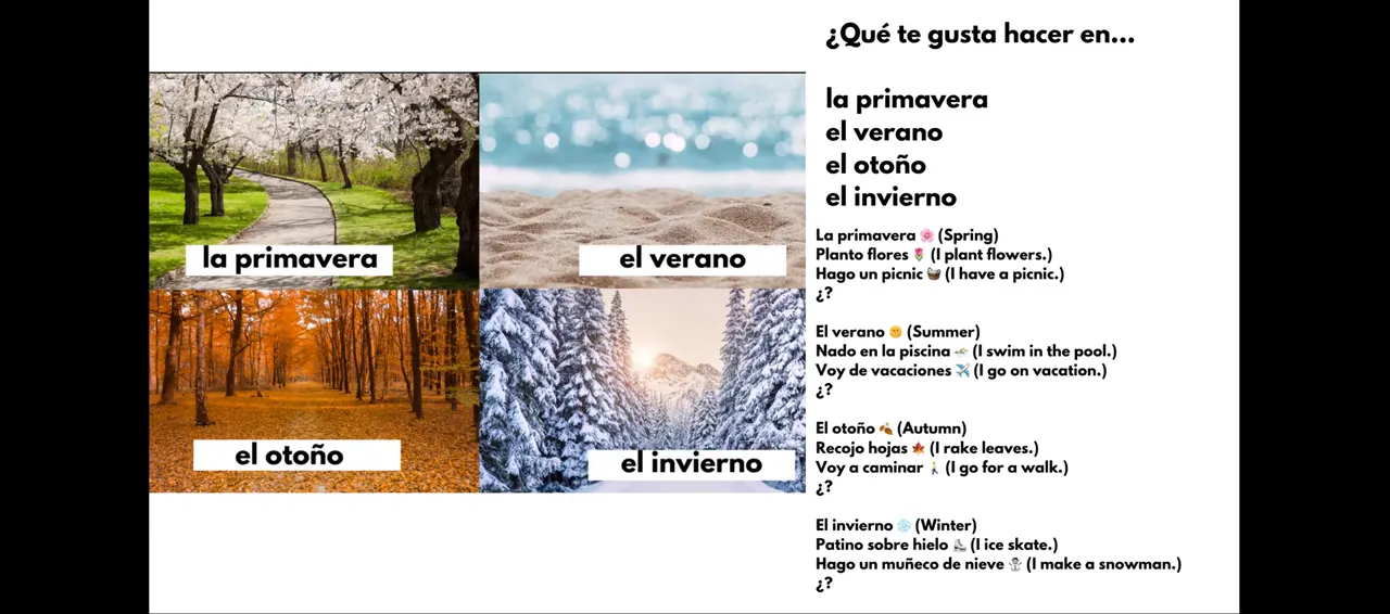 class calendar routine showing seasons and weather icons