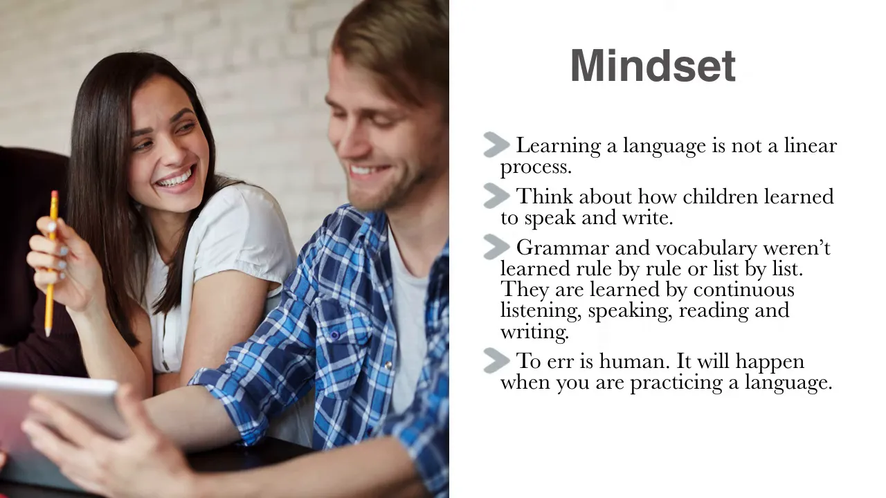 Example: children learning to speak and write through mistakes
