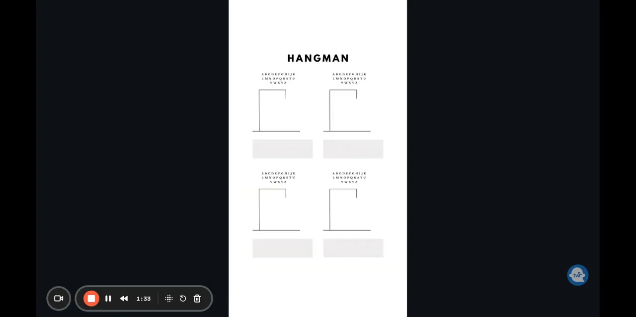 The template displayed on the board and ready to play