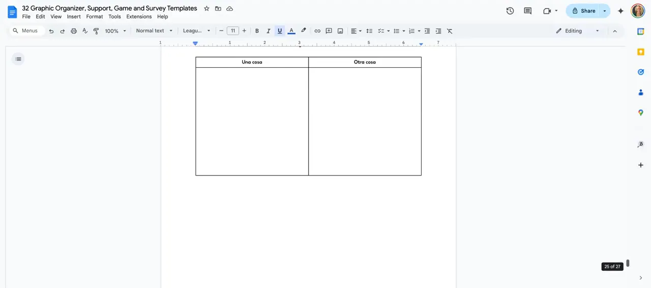 T-chart example comparing cultural practices