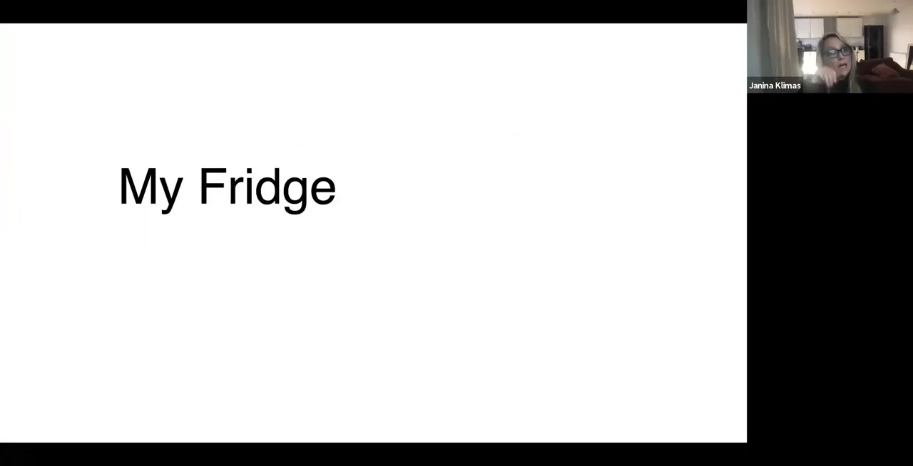 Example 'My fridge' activity with students sharing items