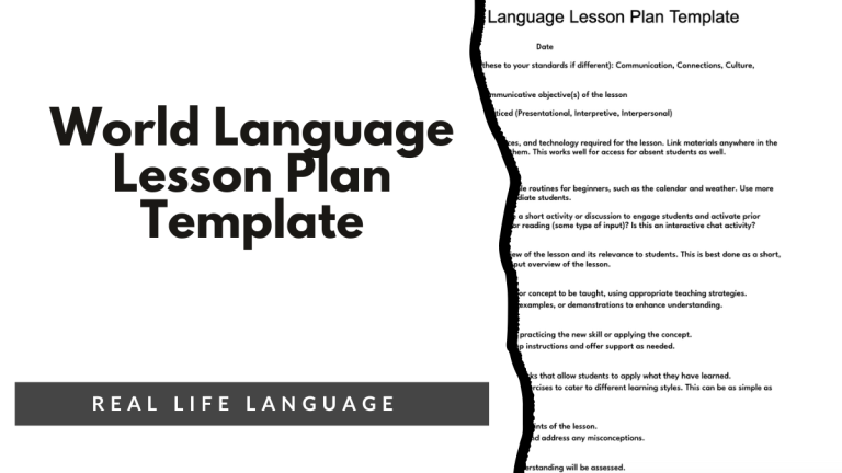 World Language Lesson Plan Template - Real Life Language